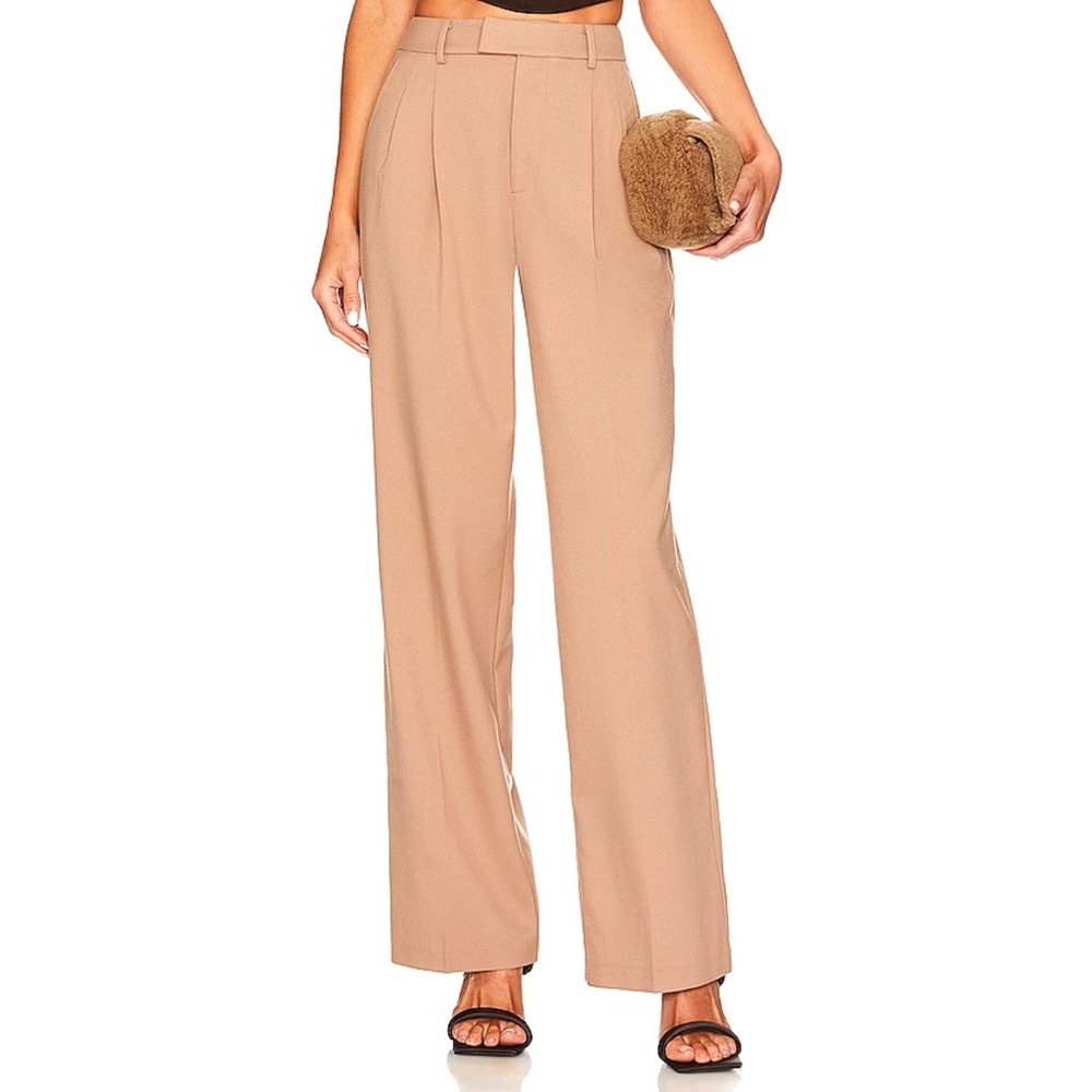 Rails Marnie Pants Revolve Fawn Tan Pleated Front High Rise Wide Leg Trousers 6